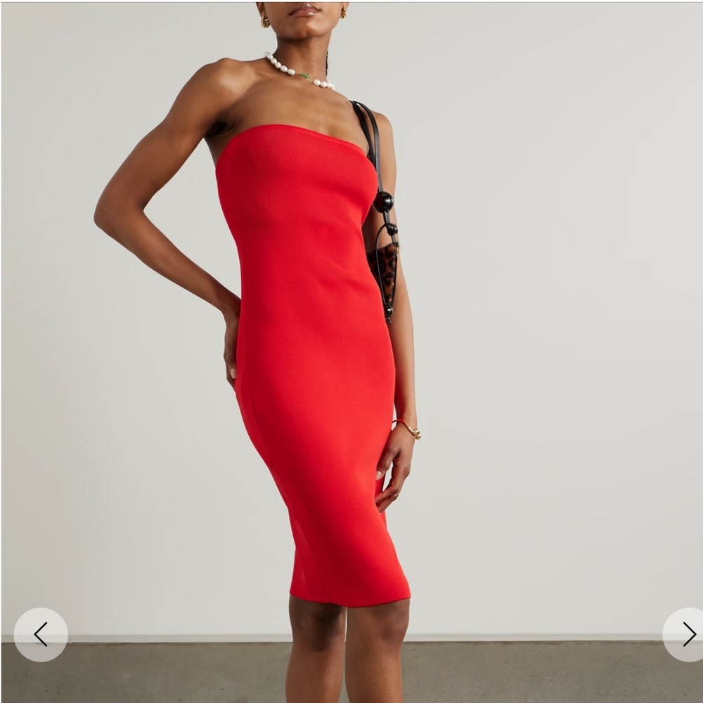 NEW Staud Canna Strapless Dress Red Rose Size Large